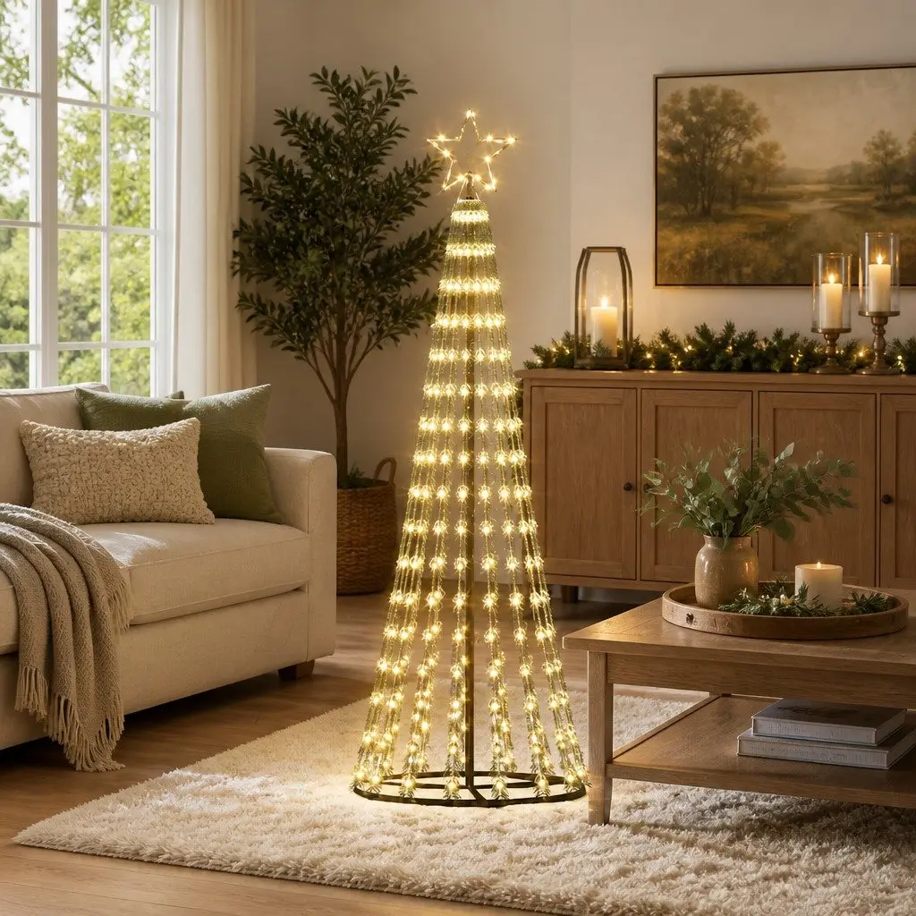 LED Christmas Tree 275 LEDs Warm White 180cm Pre Lit Xmas Tree Home Decor