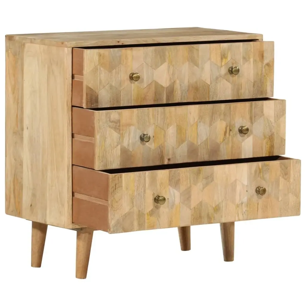 Drawer Cabinet Solid Wood Mango Brown Retro Style 3 Drawers