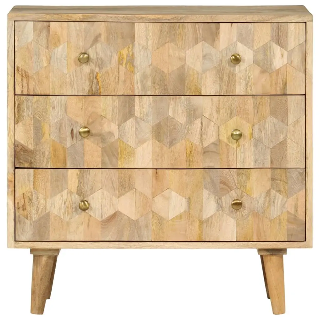 Drawer Cabinet Solid Wood Mango Brown Retro Style 3 Drawers