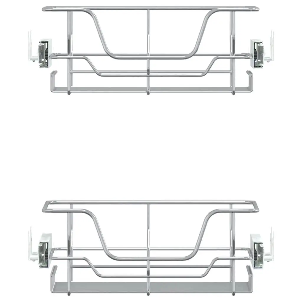 Pull-Out Wire Kitchen Storage Baskets Silver 45cm