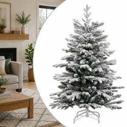 120 cm Artificial Hinged Christmas Tree White Flocked Snow PE Tips Seasonal