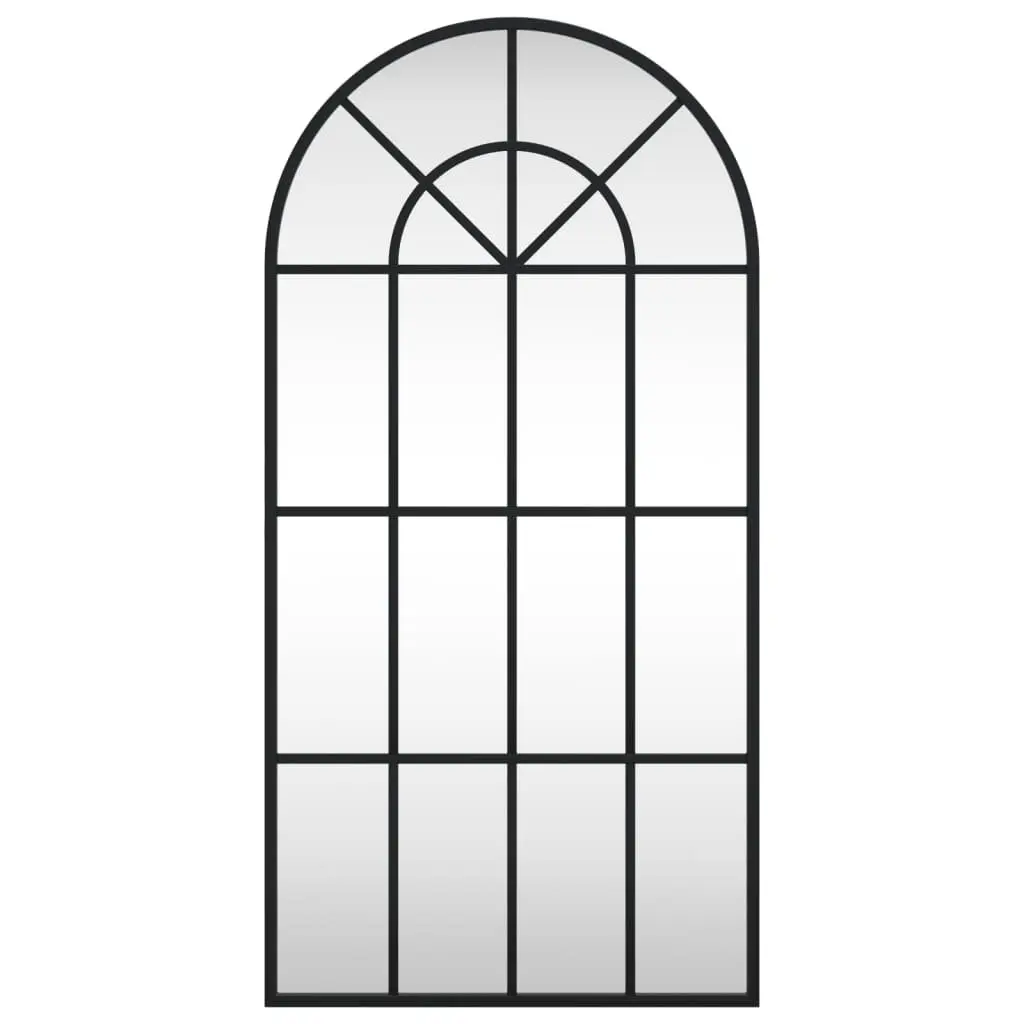 Wall Mirror Arch Shaped Black Iron Frame 40x80 cm