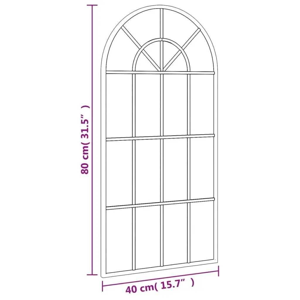 Wall Mirror Arch Shaped Black Iron Frame 40x80 cm