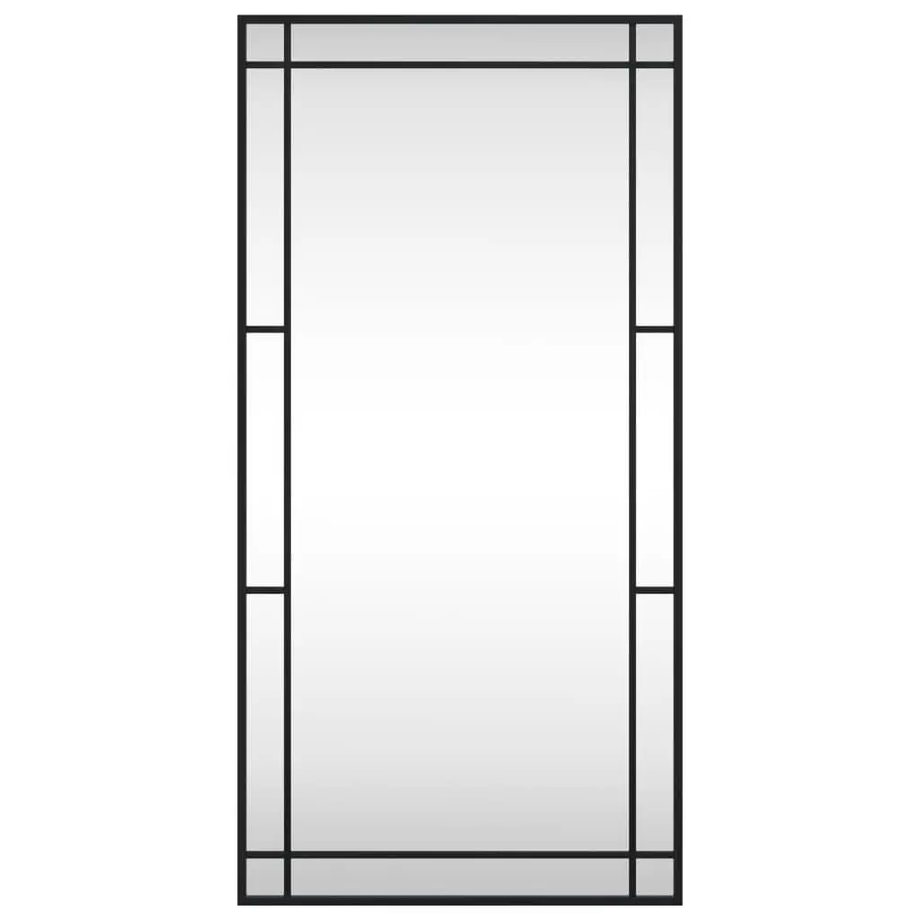Wall Mirror Minimalist Black 50x100 cm Iron Frame