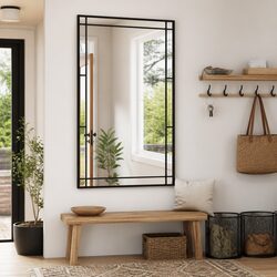 Wall Mirror Rectangle Black 60x100 cm Iron Frame Minimalist Home Decor Hanging