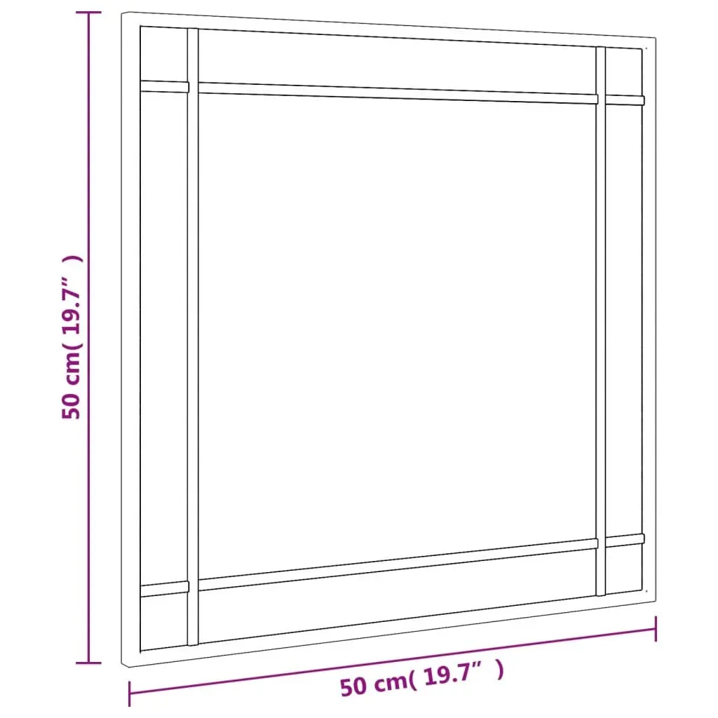 Wall Mirror Black Square Iron Frame 50x50 cm Minimalist Home Decor