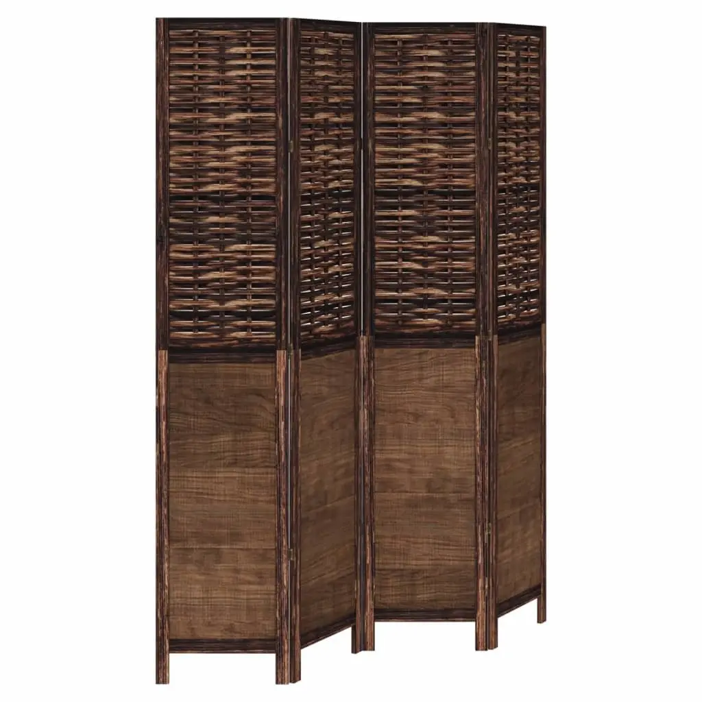 Room Divider 4 Panels Brown Folding Privacy Screen Indoor Partition Space