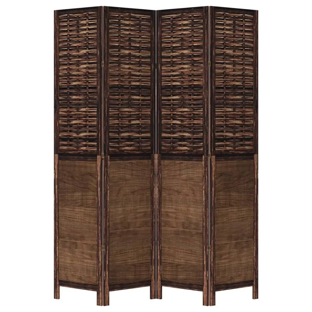 Room Divider 4 Panels Brown Folding Privacy Screen Indoor Partition Space