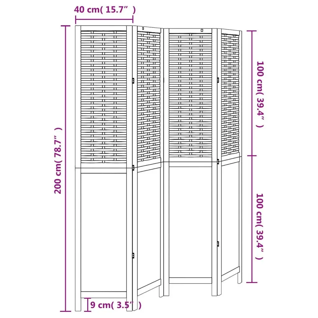 Room Divider 4 Panels Brown Folding Privacy Screen Indoor Partition Space