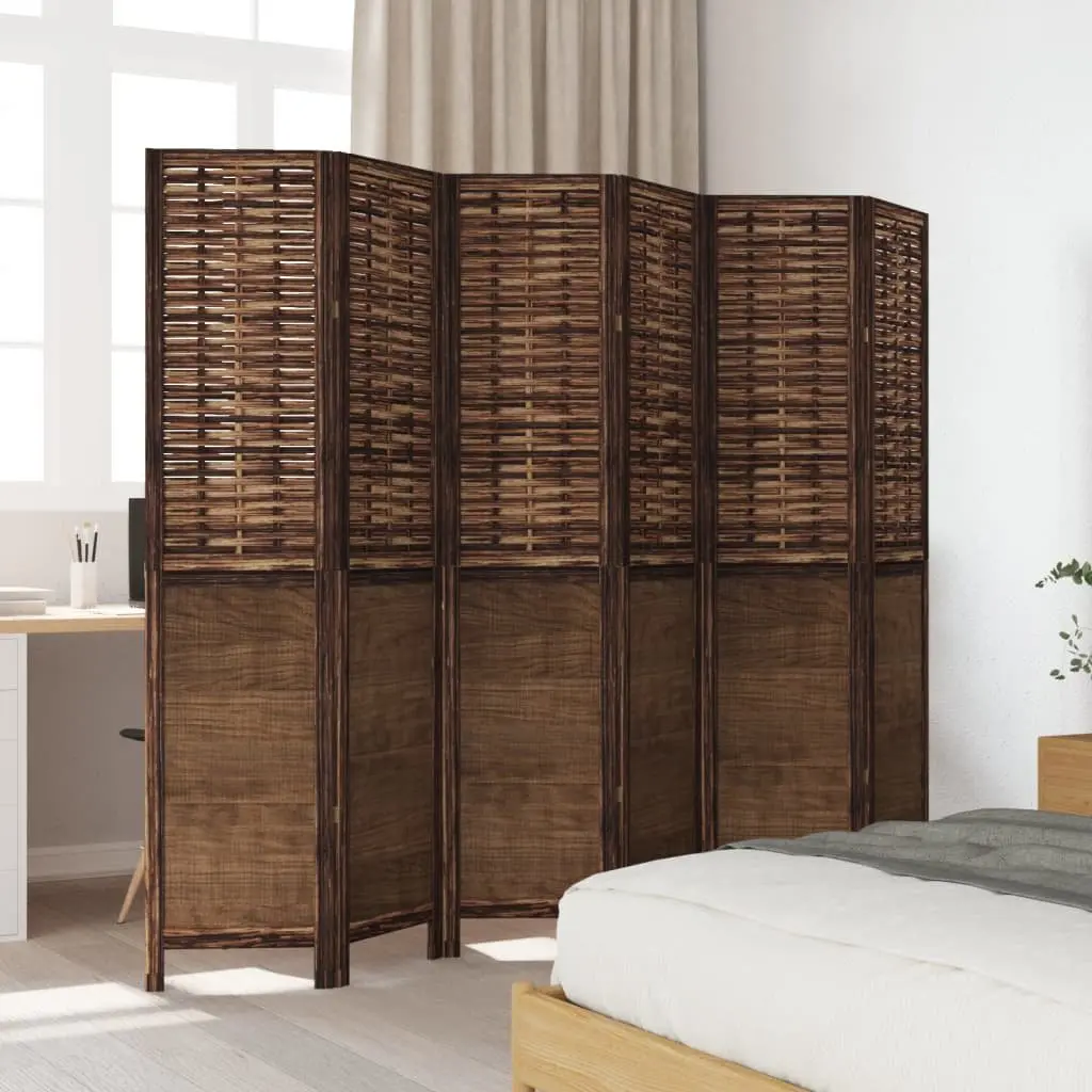 Room Divider 6 Panel Folding Screen Solid Wood Paulownia Privacy Partition