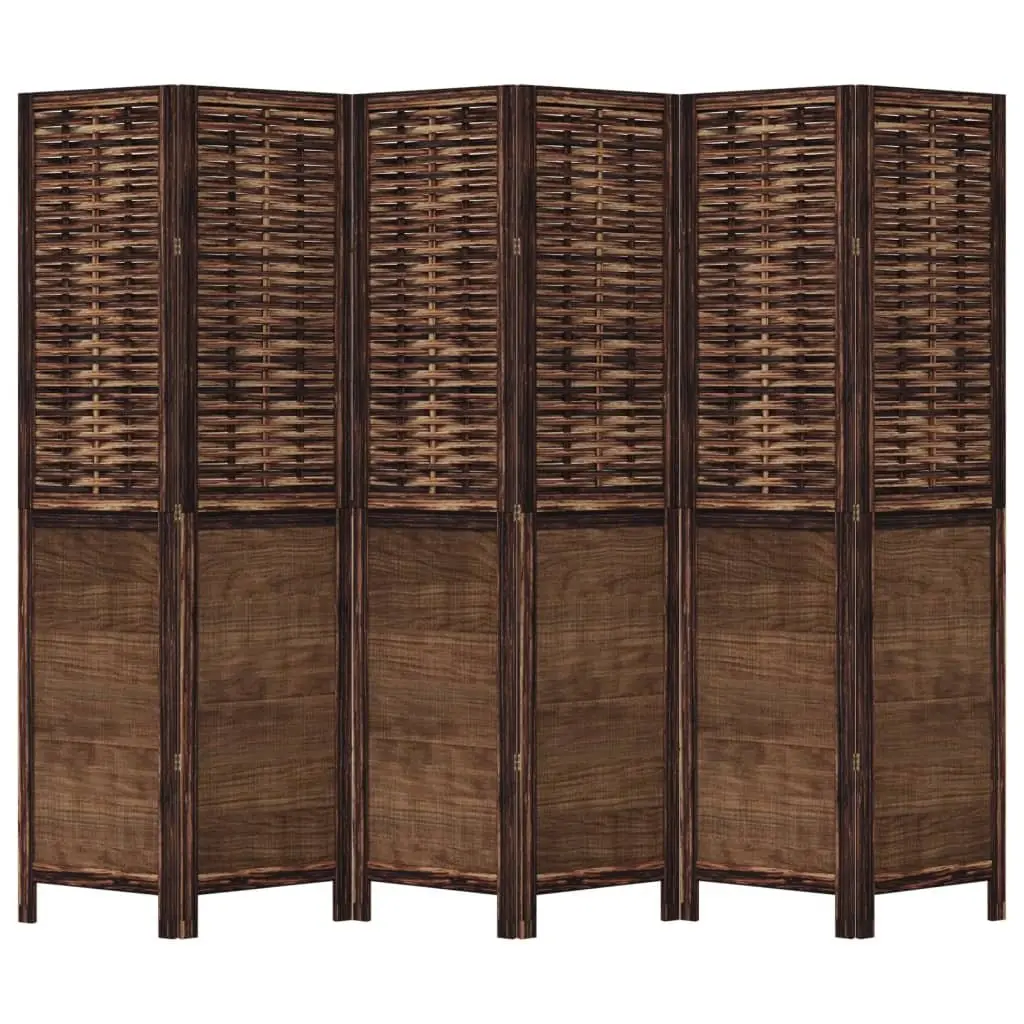 Room Divider 6 Panel Folding Screen Solid Wood Paulownia Privacy Partition