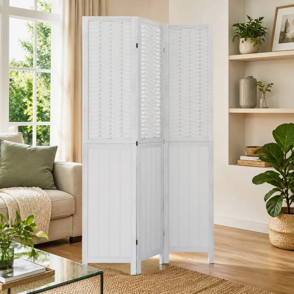 Room Divider 3 Panels White Folding Privacy Screen Indoor Partition Decorative
