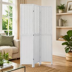 Room Divider 3 Panels White Folding Privacy Screen Indoor Partition Decorative