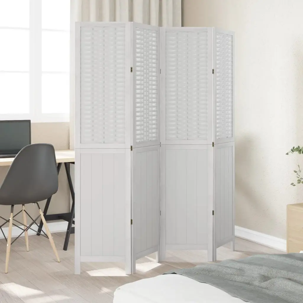 Room Divider Folding Privacy Screen 4 Panels White Indoor Partition
