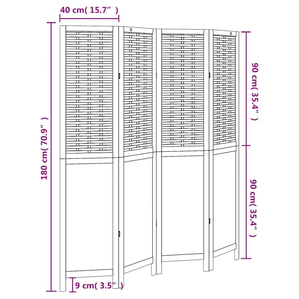 Room Divider Folding Privacy Screen 4 Panels White Indoor Partition