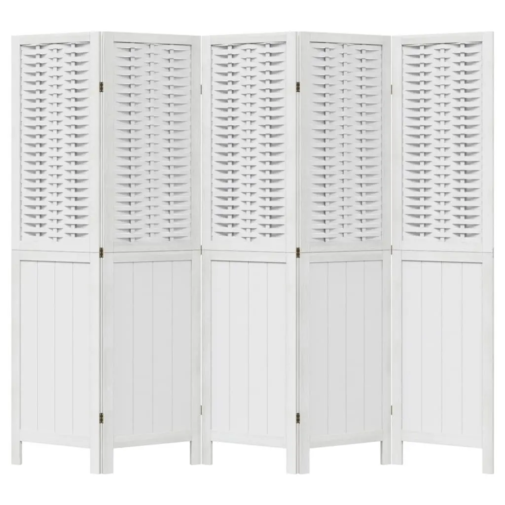 Room Divider 5 Panels White Folding Privacy Screen Indoor Partition Decorative