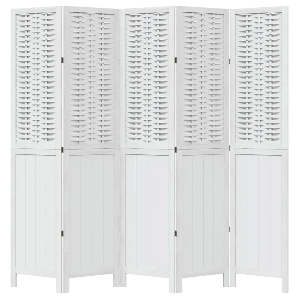Room Divider White Folding 5 Panels Privacy Screen Partition Indoor Bedroom