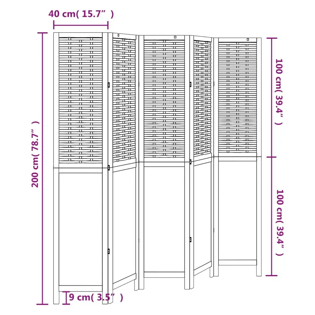 Room Divider White Folding 5 Panels Privacy Screen Partition Indoor Bedroom