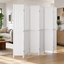 Room Divider 6 Panel White Folding Privacy Screen Indoor Partition
