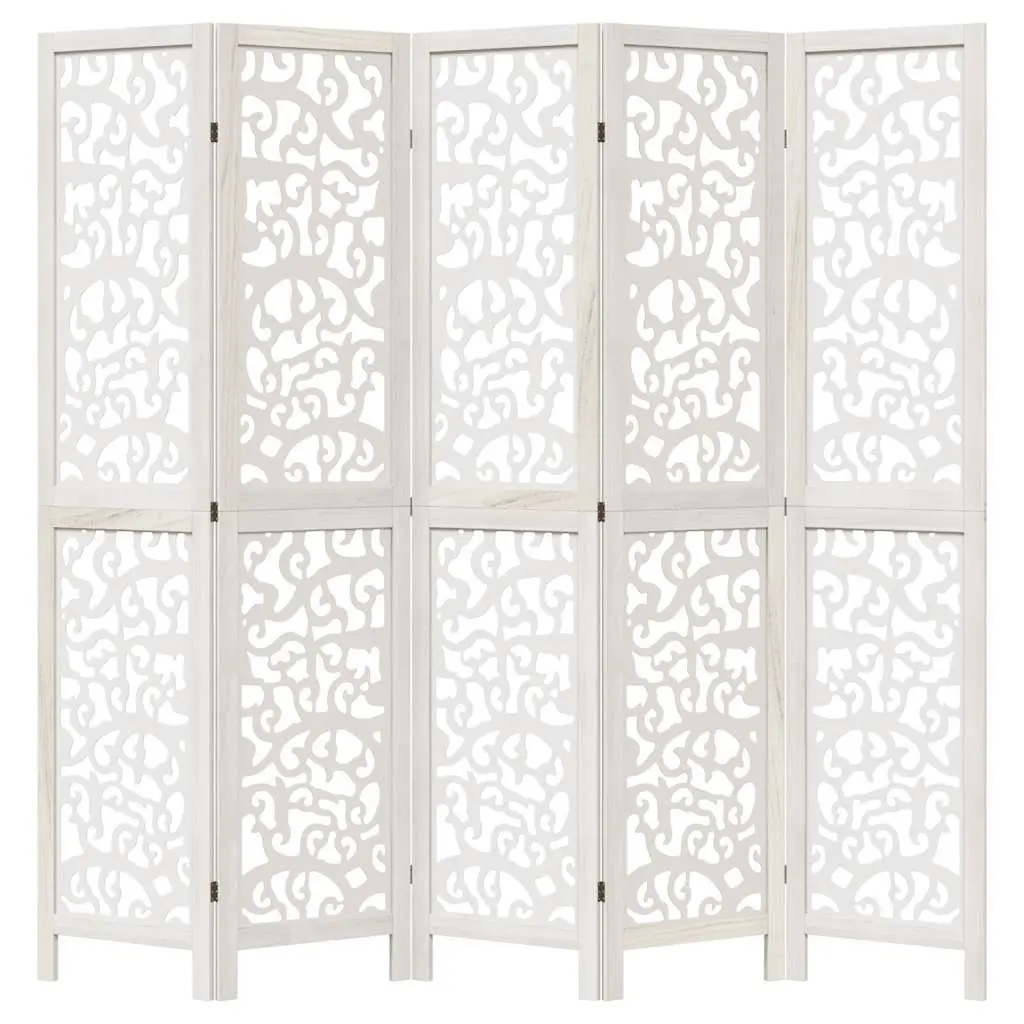 Room Divider 5 Panels White Folding Privacy Screen Partition Indoor Decorative