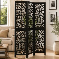 Room Divider 3 Panels Black Folding Privacy Screen Partition Indoor Decorative