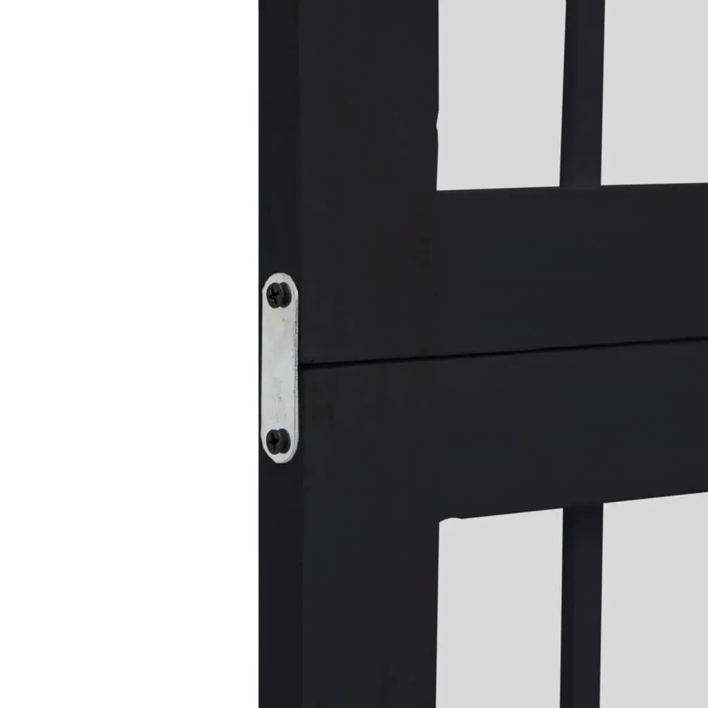 3 Panel Folding Privacy Screen Room Divider Black Paulownia Wood