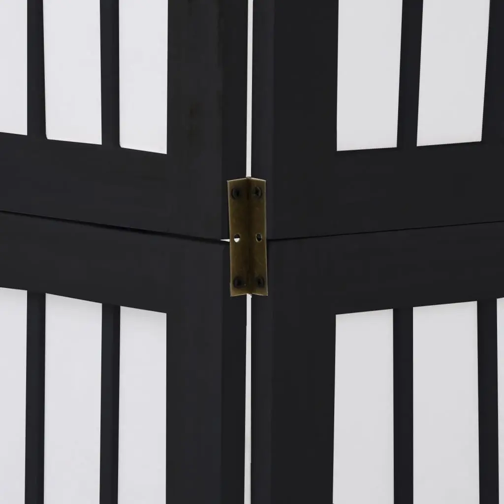 3 Panel Folding Privacy Screen Room Divider Black Paulownia Wood