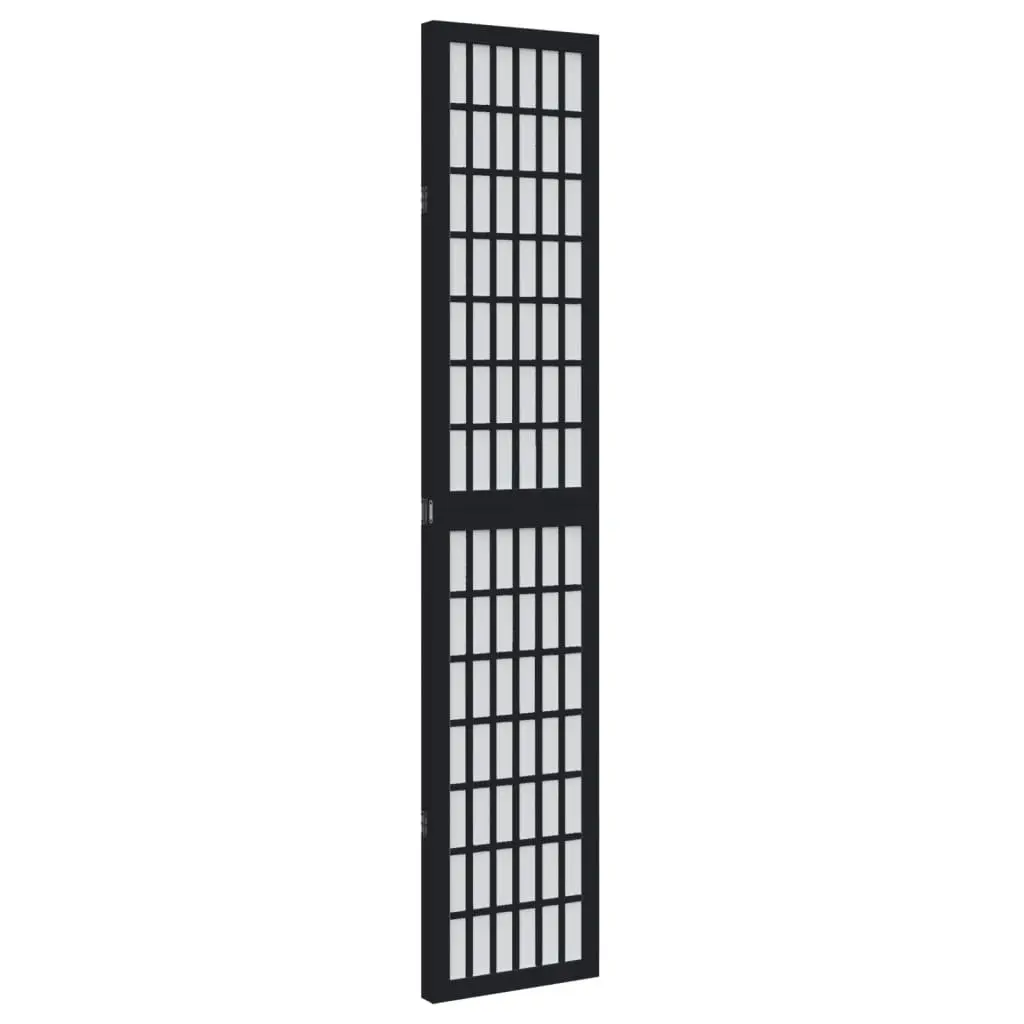 3 Panel Folding Privacy Screen Room Divider Black Paulownia Wood