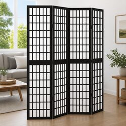 Room Divider 4 Panels Black Folding Privacy Screen Partition Indoor Decorative