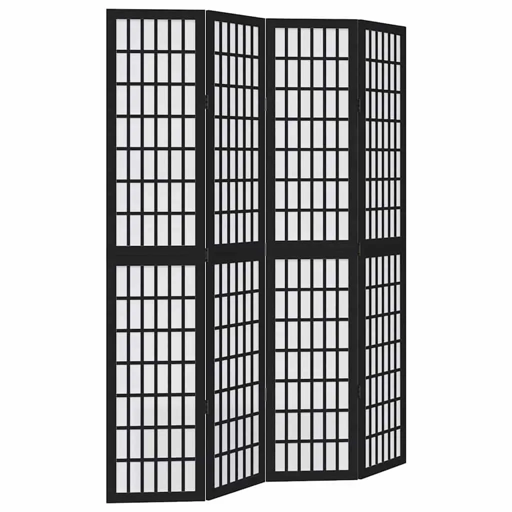 Room Divider 4 Panels Black Folding Privacy Screen Indoor Partition Decor