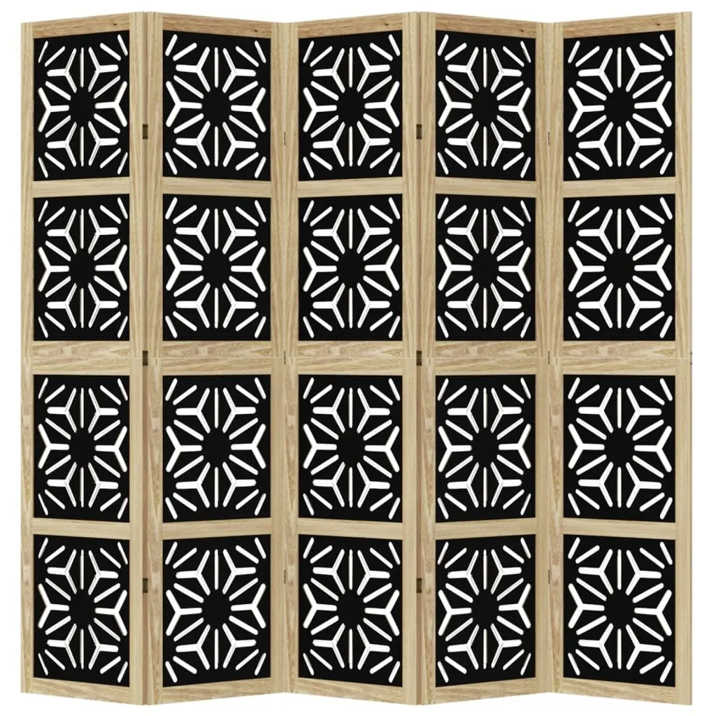 Room Divider 5 Panels Folding Privacy Screen Wooden Partition Indoor Decor