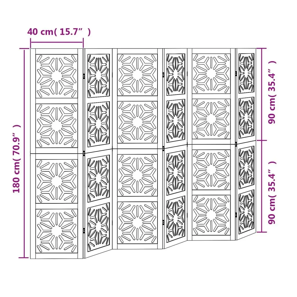 Room Divider 5 Panels Folding Privacy Screen Wooden Partition Indoor Decor