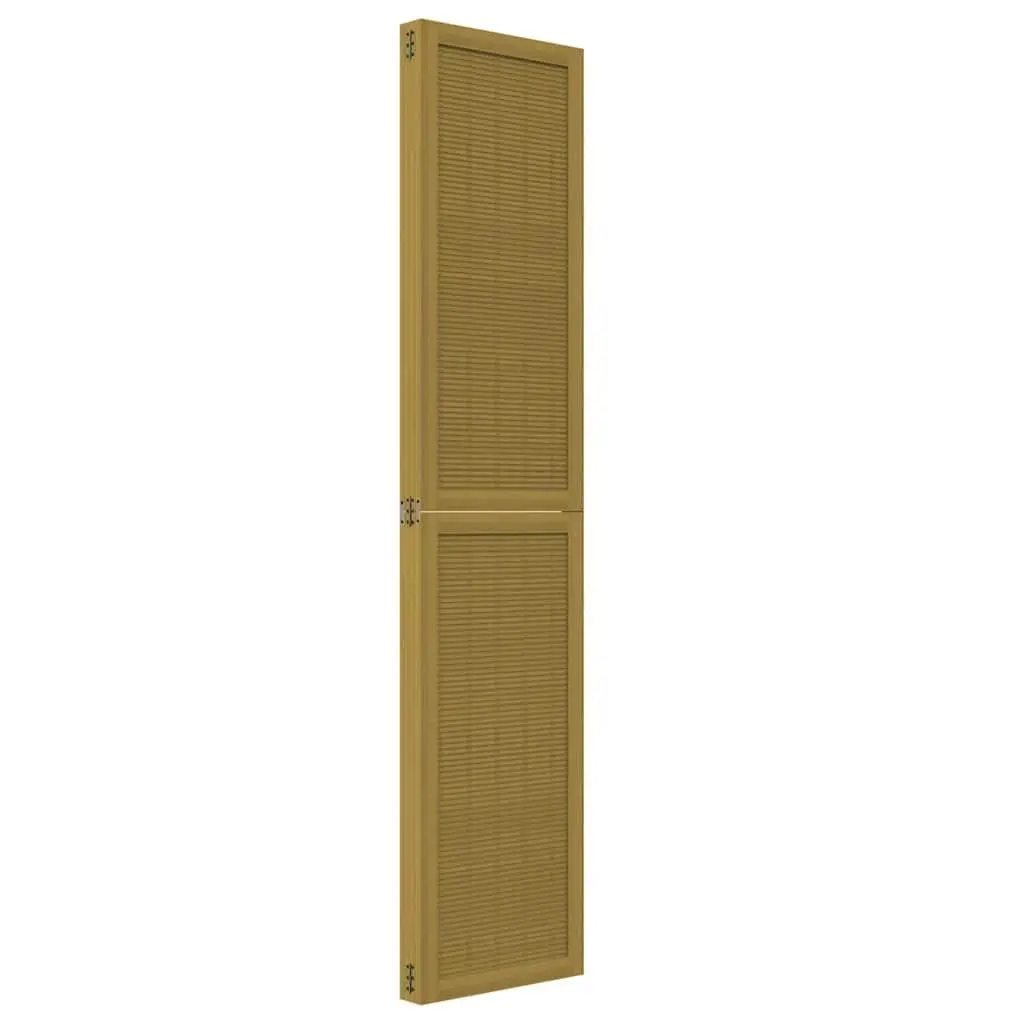 Room Divider 4 Panels Brown Folding Privacy Screen Wood Frame Indoor