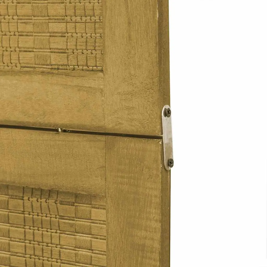 Room Divider 5 Panels Brown Paulownia Wood Privacy Screen Folding Partition