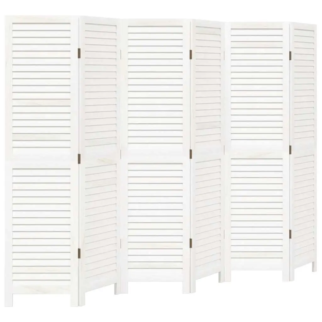 Room Divider 6 Panel Folding Screen Partition Privacy Indoor Solid Wood White