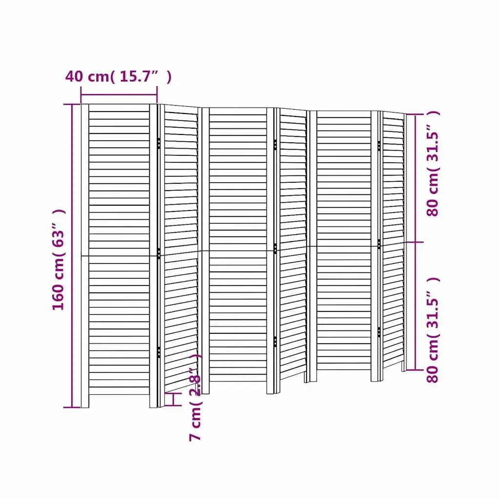 Room Divider 6 Panel Folding Screen Partition Privacy Indoor Solid Wood White