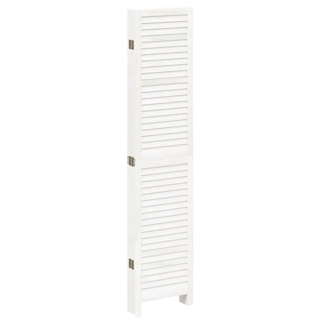 Room Divider Folding Privacy Screen 6 Panels White Solid Wood Paulownia