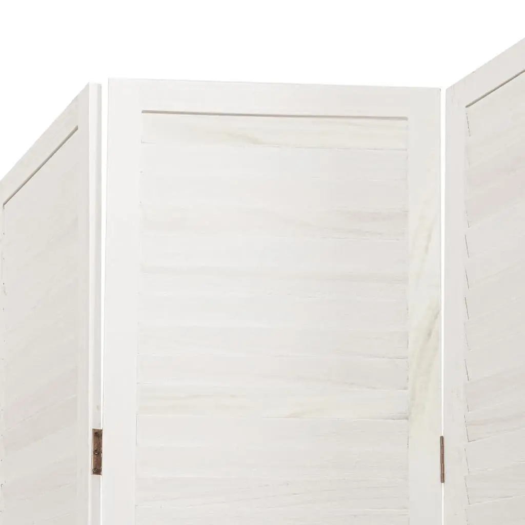 Room Divider Folding Privacy Screen 6 Panels White Solid Wood Paulownia