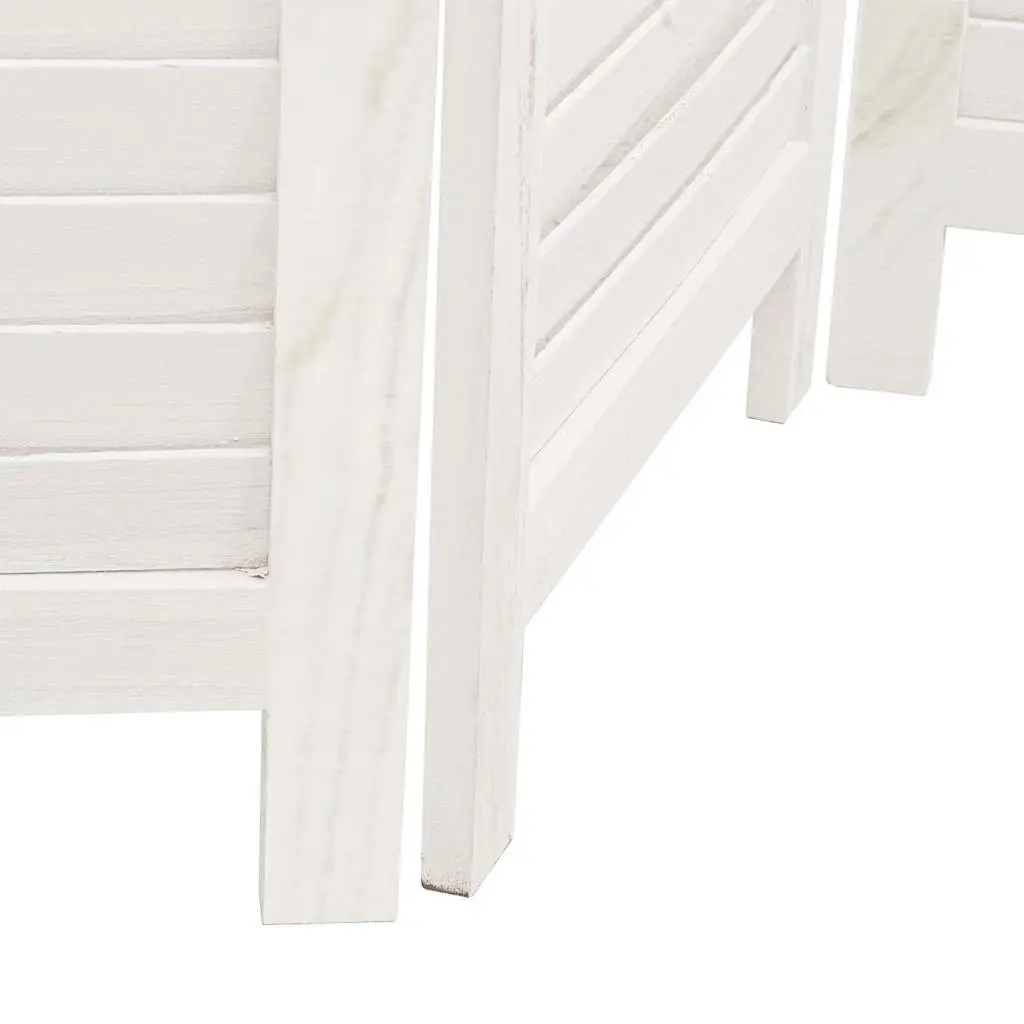 Room Divider Folding Privacy Screen 6 Panels White Solid Wood Paulownia