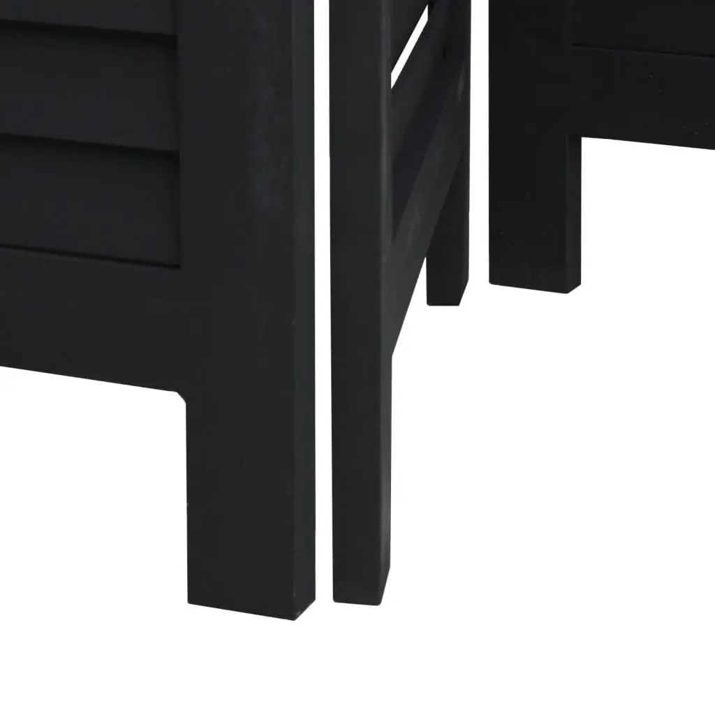 Room Divider 5 Panels Black Solid Wood Folding Privacy Screen Partition Home