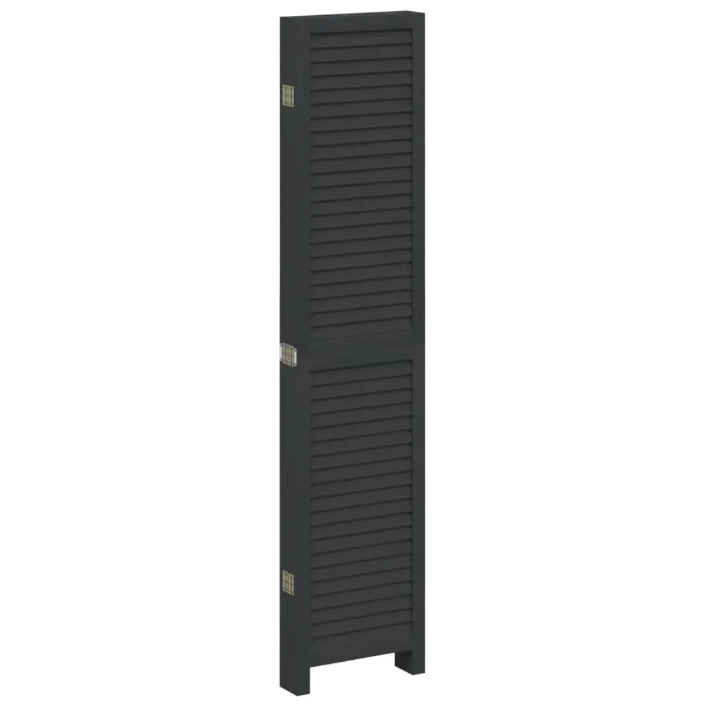 Room Divider 6 Panels Black Solid Wood Paulownia Folding Privacy Screen