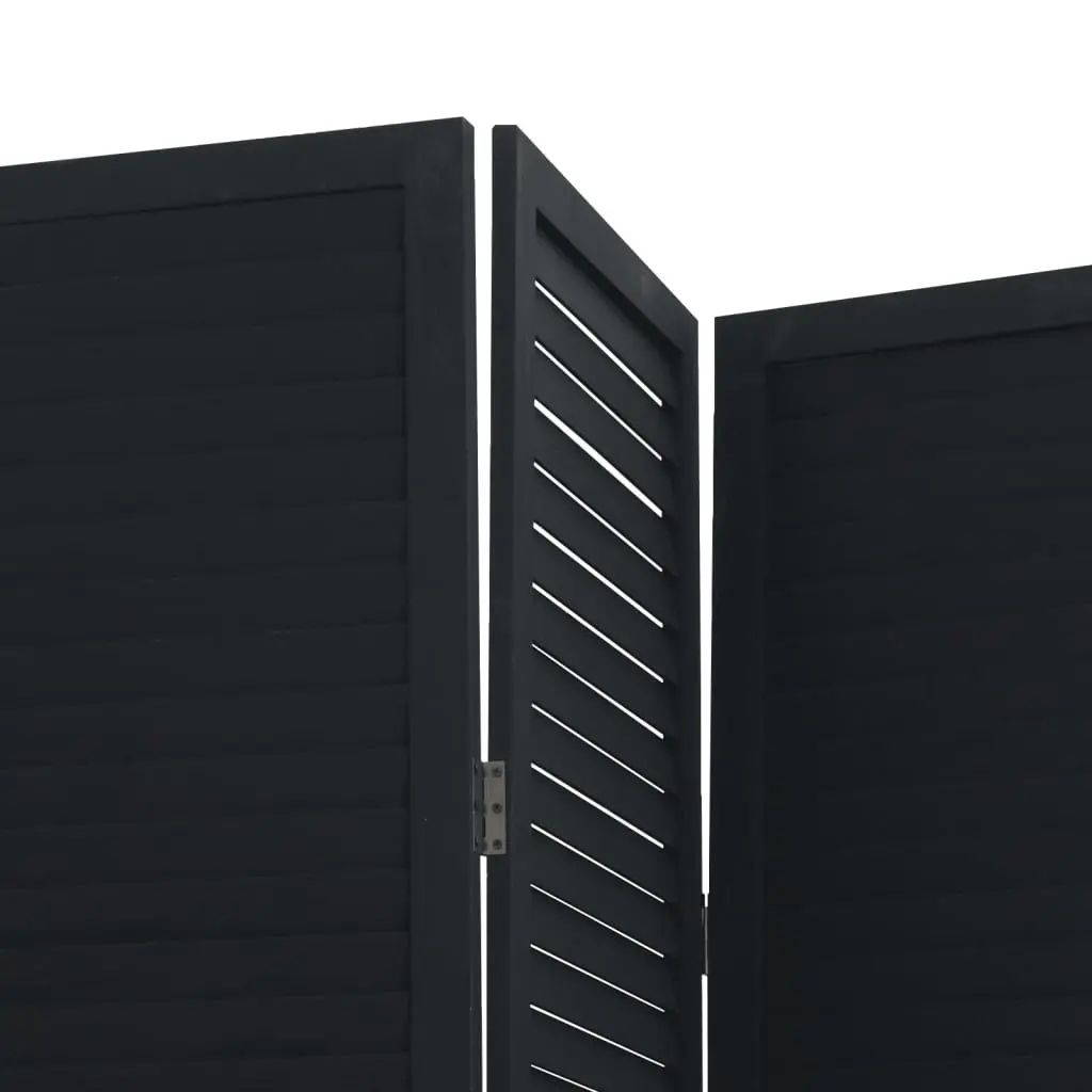 Room Divider 6 Panels Black Solid Wood Paulownia Folding Privacy Screen