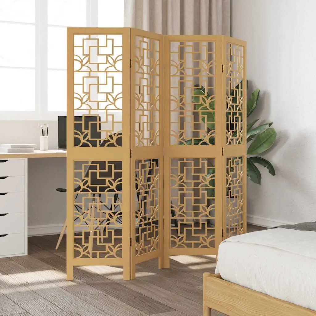 Room Divider Folding Privacy Screen 4 Panels Indoor Decorative Brown
