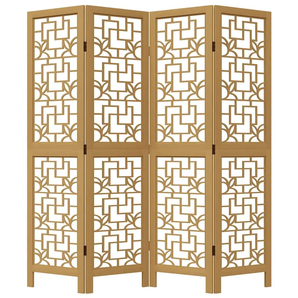 Room Divider Folding Privacy Screen 4 Panels Indoor Decorative Brown