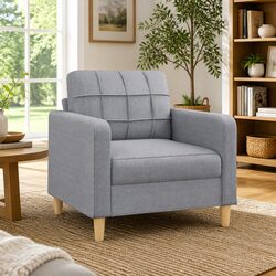 Sofa Chair Grey 60cm Fabric Armchair Living Room Lounge Seat Relaxing Furniture