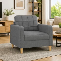 Sofa Chair Grey Fabric 60cm Armchair Living Room Seat Padded Lounge Furniture