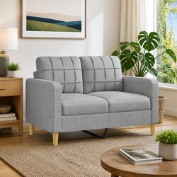 2-Seater Sofa Light Grey Fabric Lounge Couch Living Room Furniture 120cm