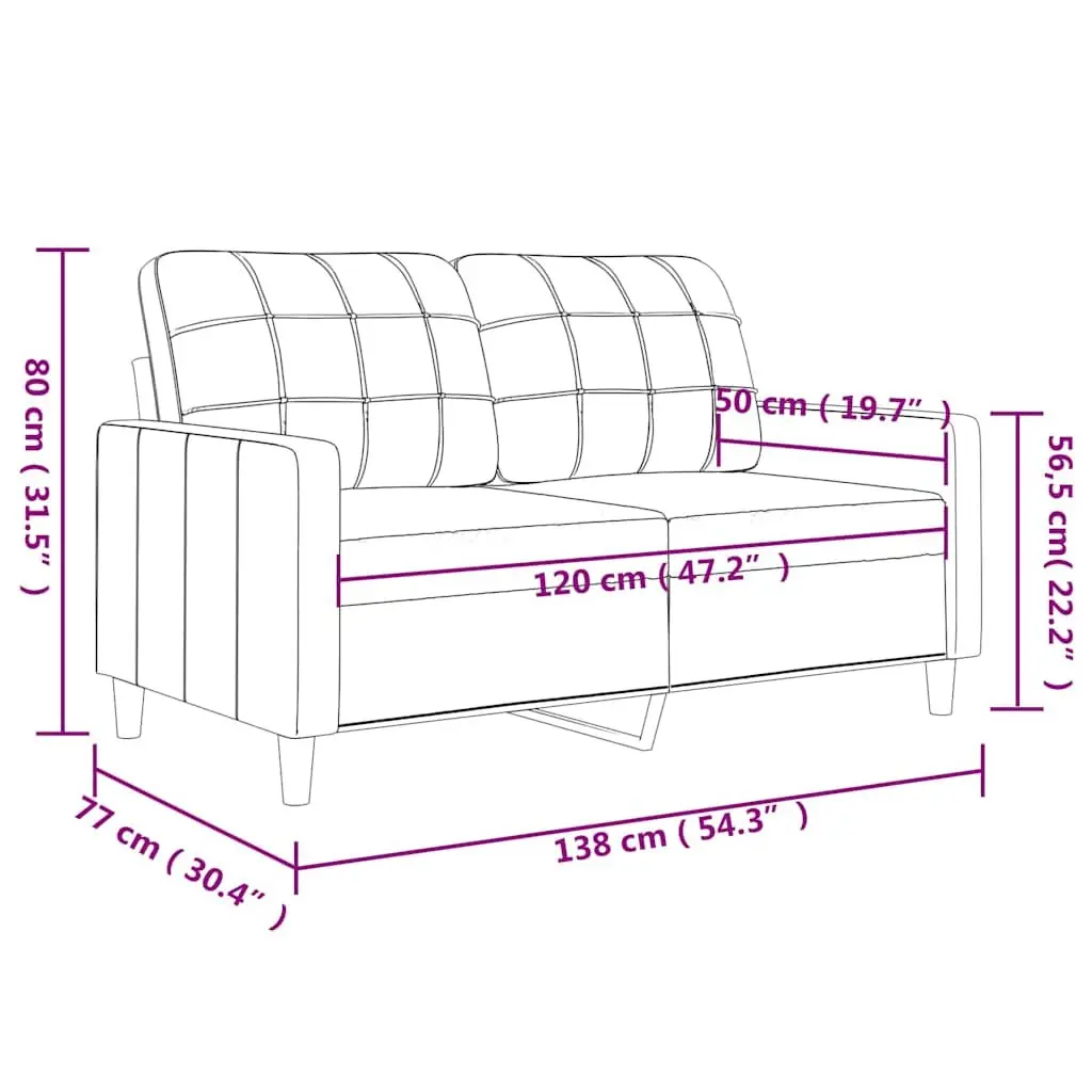 2-Seater Sofa Grey Fabric 120cm Lounge Couch Living Room Furniture