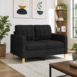 2-Seater Sofa Black 120cm Fabric Lounge Couch Living Room Furniture Modern