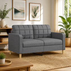 2-Seater Sofa Grey Fabric Lounge Couch Living Room Furniture 140cm Wide